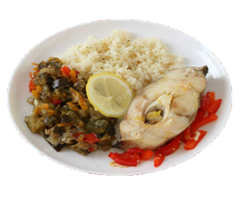 whole Boiled Medium Fish with Rice